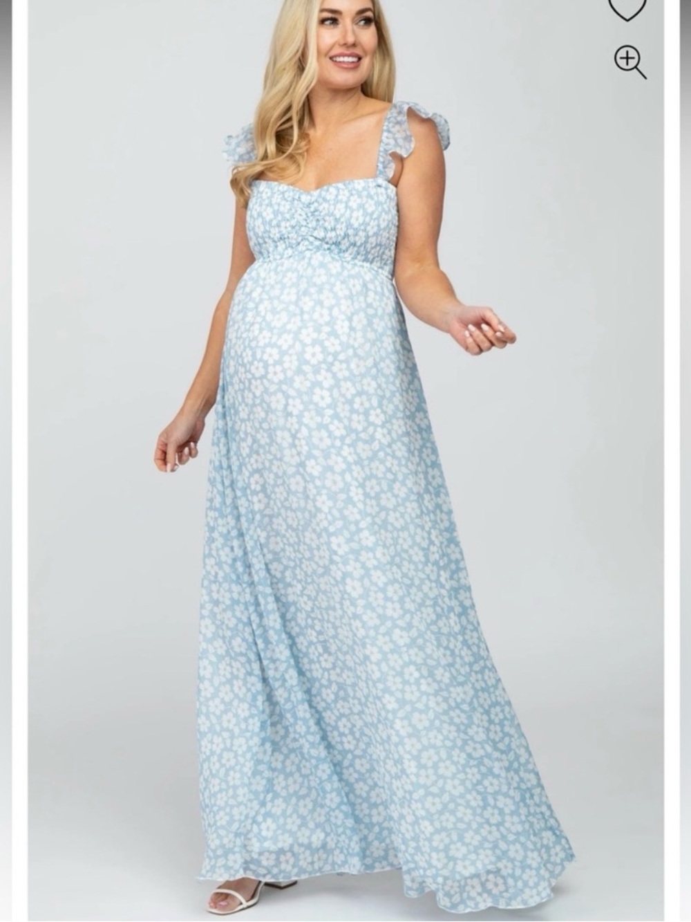 Pinkblush Light Blue and White Floral Maternity Maxi Dress